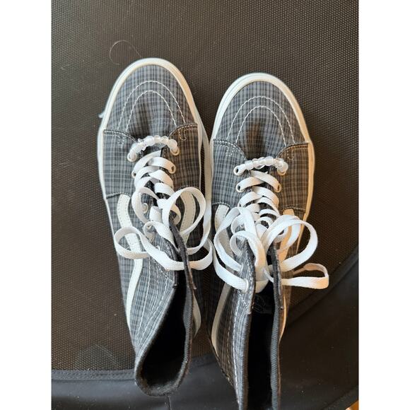 Women's Vans HighTop Gray, Black and White Plaid, GUC, Size 10 - Picture 1 of 5